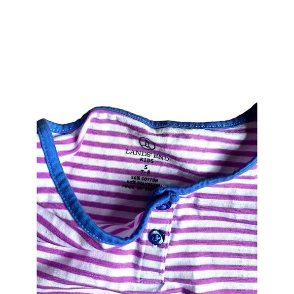 Lands End Girls Pink White Striped Summer Dress 7 - Picture 7 of 7
